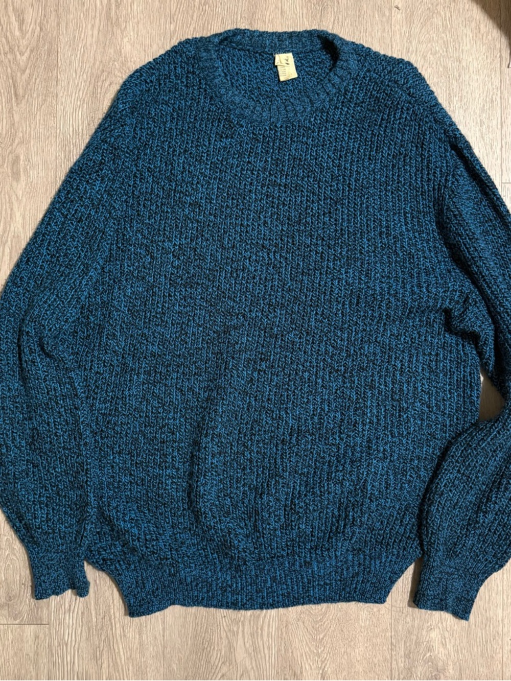 Bouvy vintage Men's Crewneck Sweater in Teal and Black